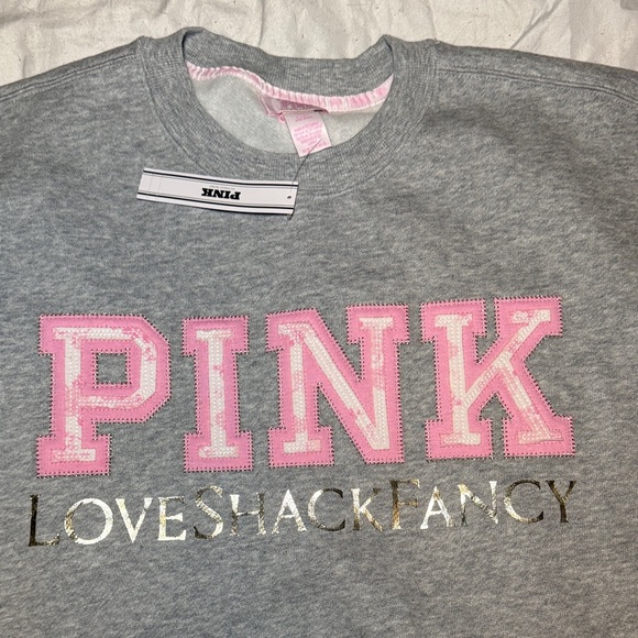 NEW! PINK Victoria's Secret x Love Shack Fancy Sweatshirt & Sweatpants Set Large - Picture 12 of 16